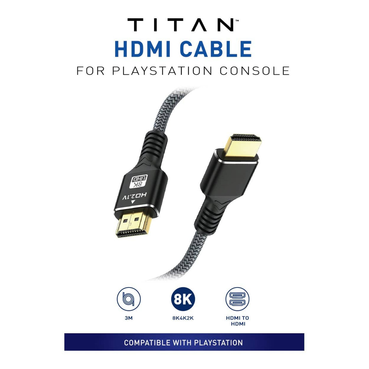 Titan 3m High-Speed HDMI Cable 8K @ 60Hz for PlayStation Black TG-HD-3000-PS