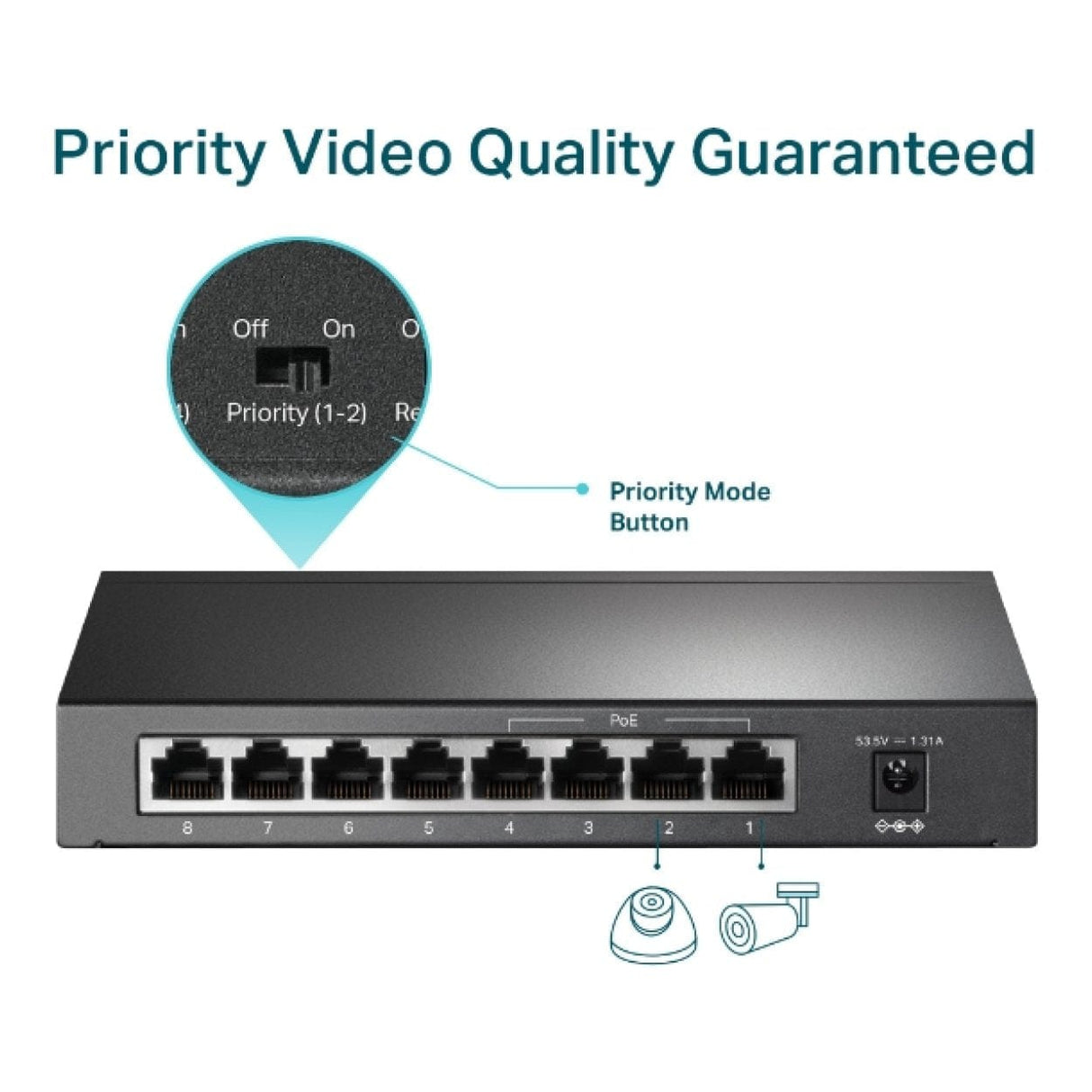 TP-Link TL-SF1008P Unmanaged Network Switch Fast Ethernet 10/100 Mbits PoE Olive