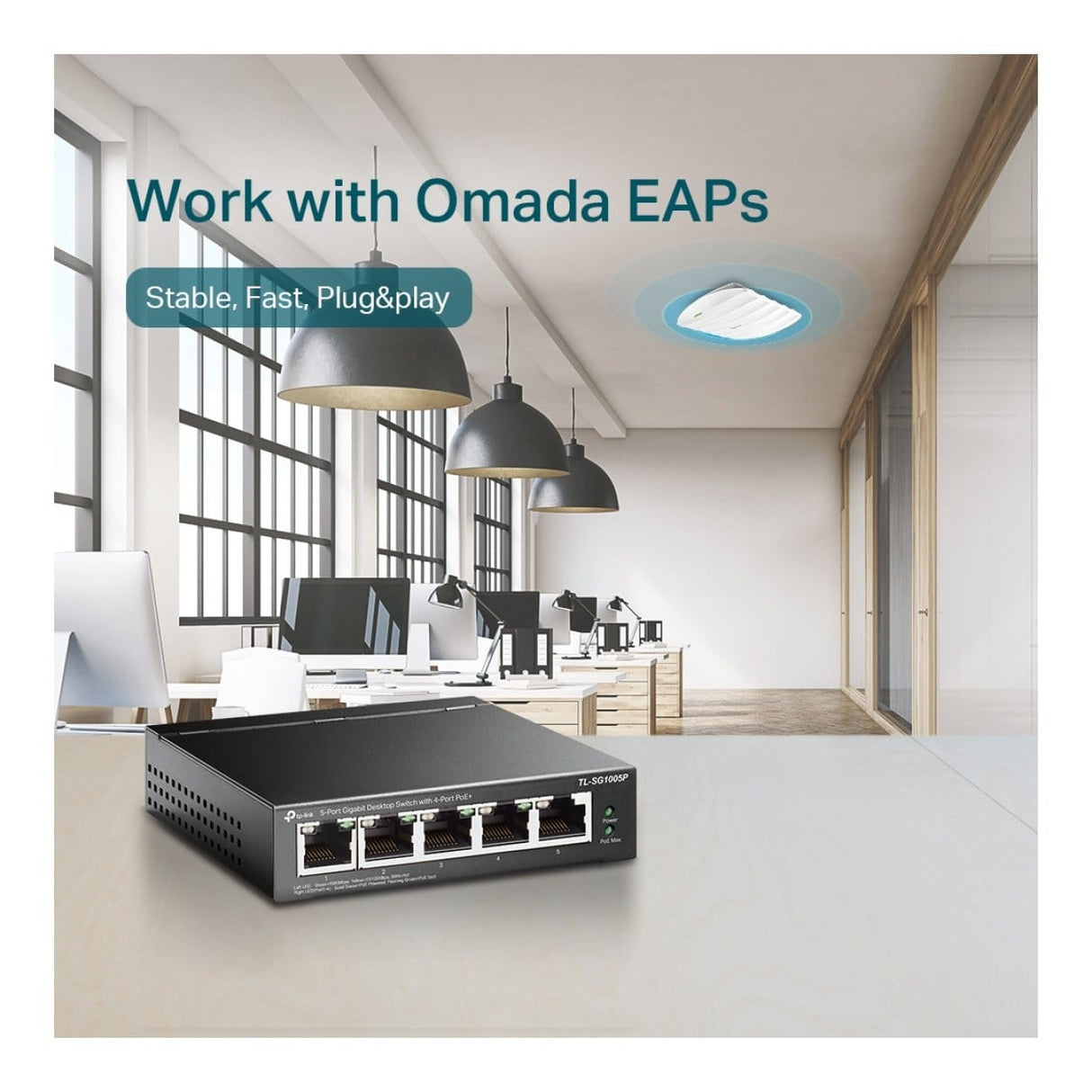 TP-Link TL-SG1005P 5-port GbE Unmanaged Desktop Switch with 4x PoE+ Ports