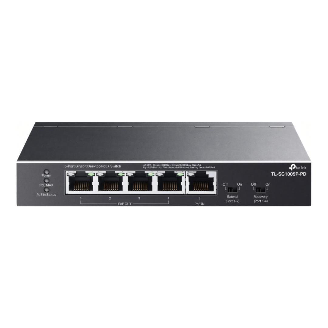 TP-Link 5-Port Gigabit 1-Port PoE++ In and 4-Port PoE+ Out Desktop Switch TL-SG1005P-PD