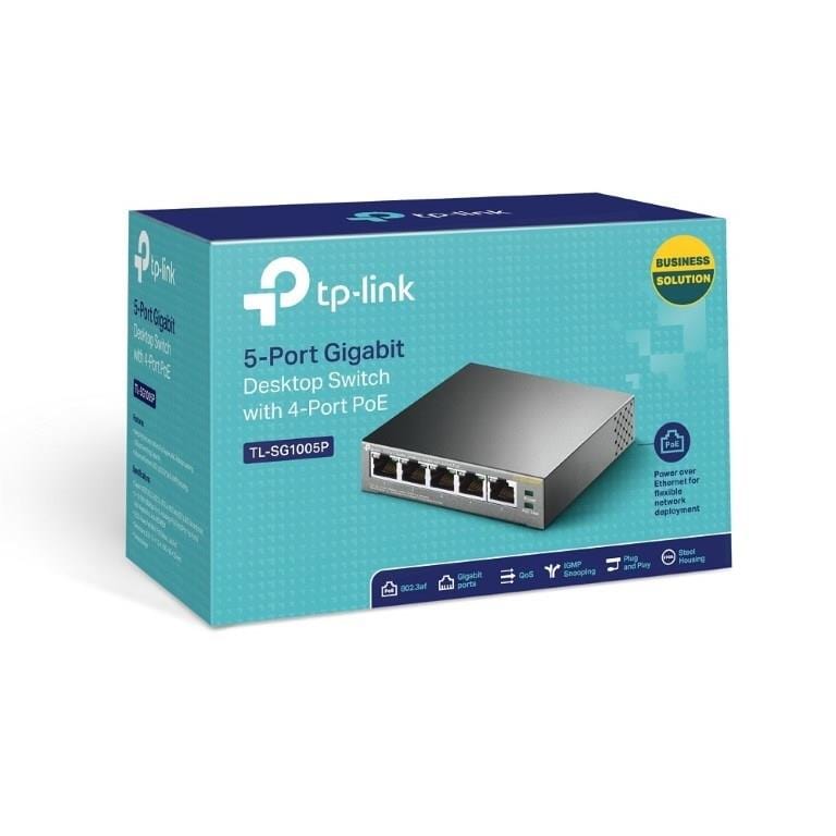 TP-Link TL-SG1005P 5-port GbE Unmanaged Desktop Switch with 4x