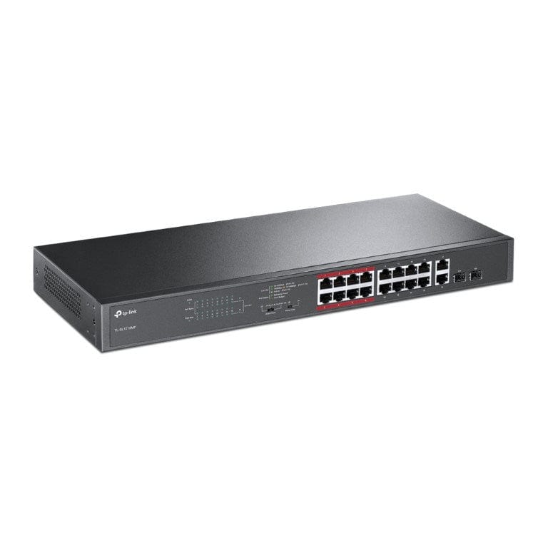 TP-Link 16-port 10/100Mbps PoE+ Unmanaged Switch with 2 x Gigabit Ports and 2 x Combo Gigabit SFP ports TL-SL1218MP