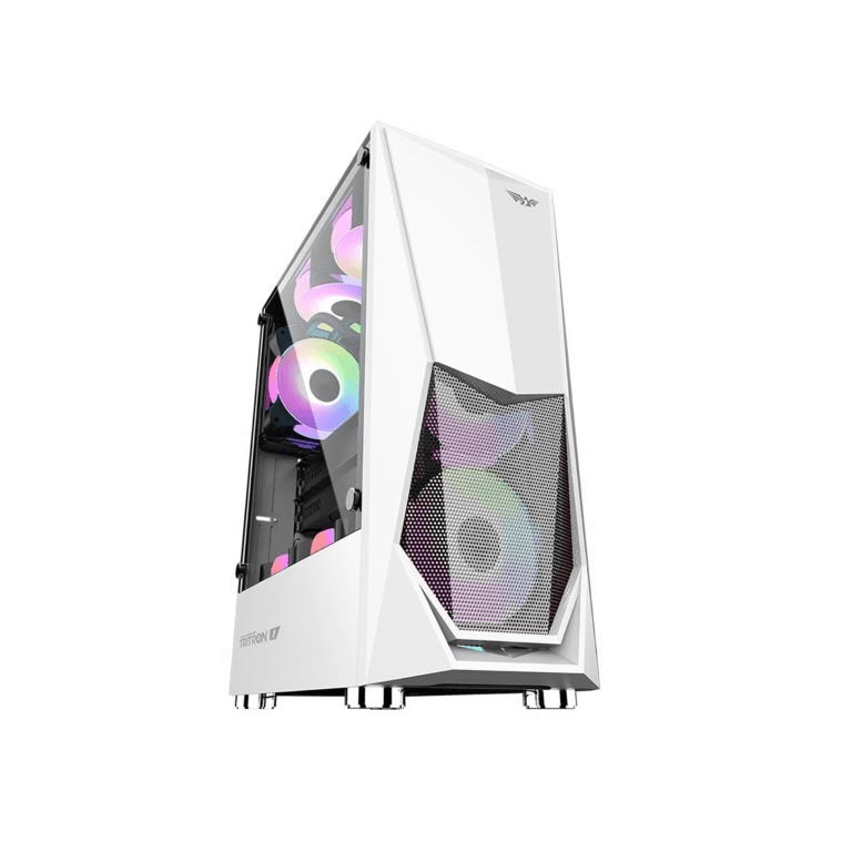 Armaggeddon Tritron 1 ATX Gaming PC Case with 3xARGB Fans White TRITON1WHT