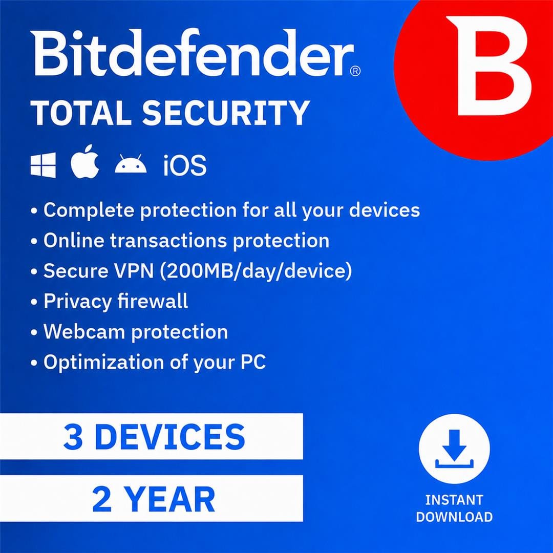 Bitdefender Total Security 3 Device 2-Year Subscription Download