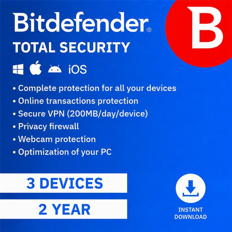 Bitdefender Total Security 3 Device 2-Year Subscription Download