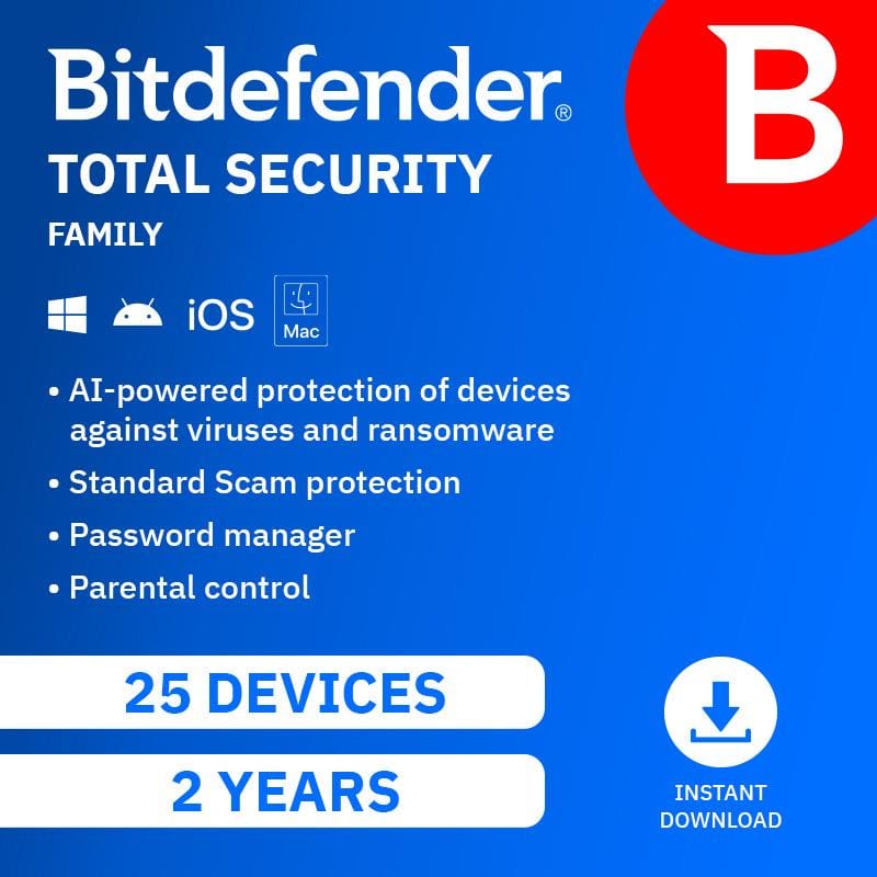 Bitdefender Premium Security Family 25 Device 2-Year Subscription Download