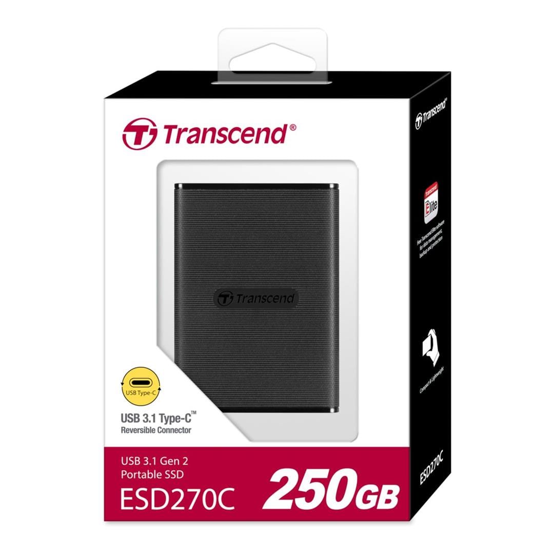 Transcend ESD270C Portable 250GB Black External SSD
