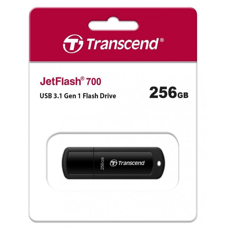 Transcend JetFlash 700 256 GB Black Gen 1 Type-A USB Flash Drive TS256GJF700
