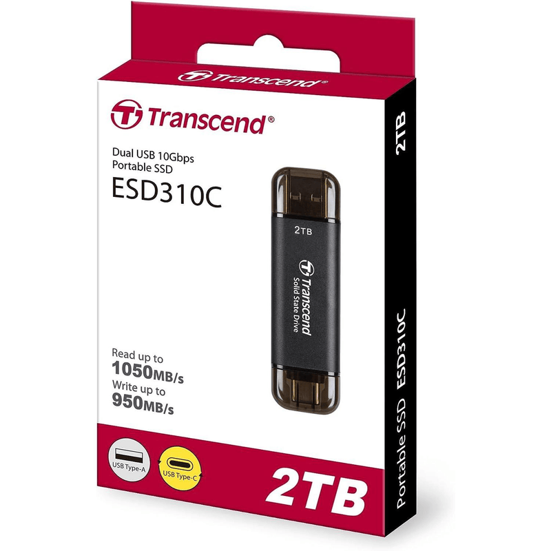 Transcend 2TB USB with Type-C and Type-A Portable SSD Black TS2TESD310C