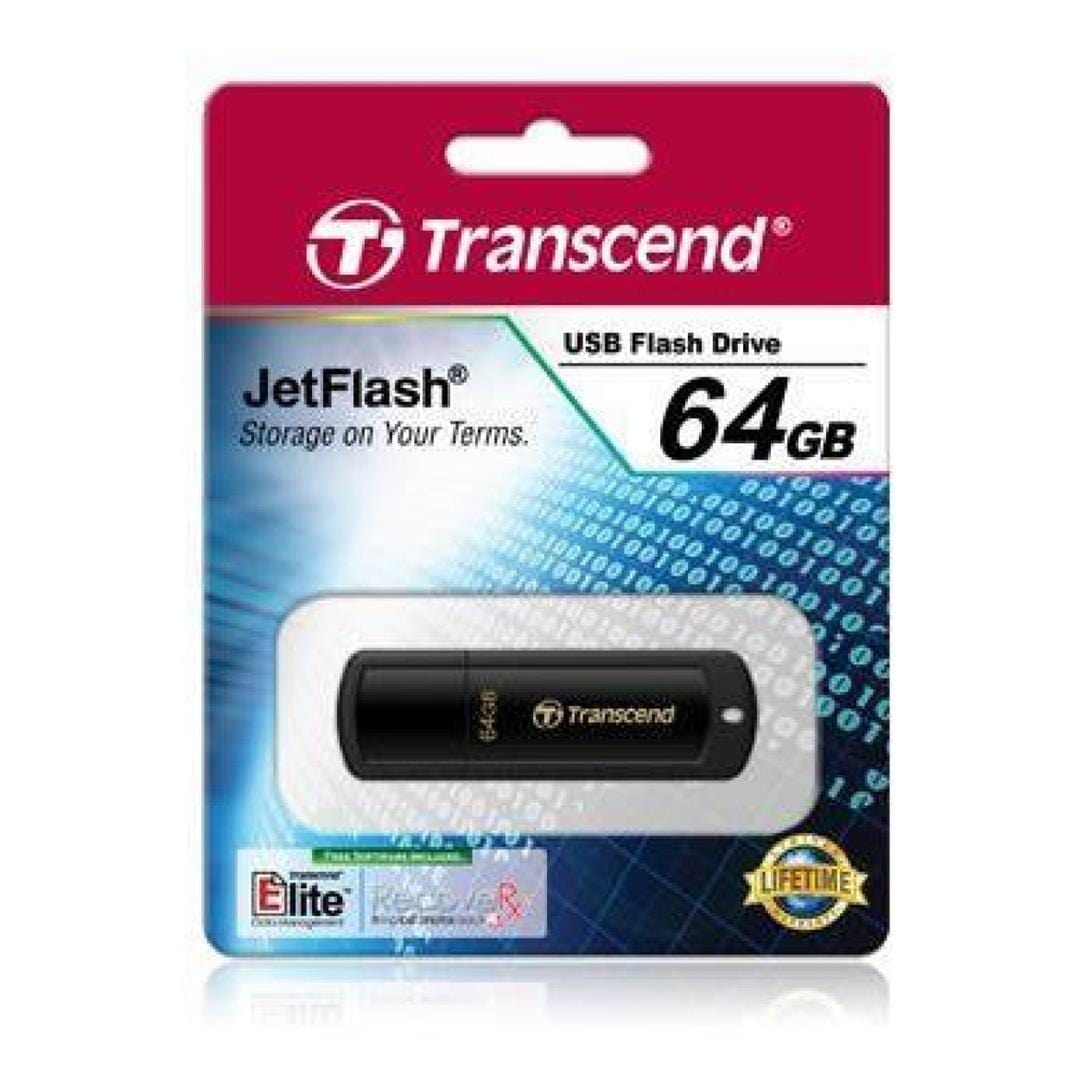 Transcend JetFlash 350 64GB USB 2.0 Type-A Black USB Flash Drive