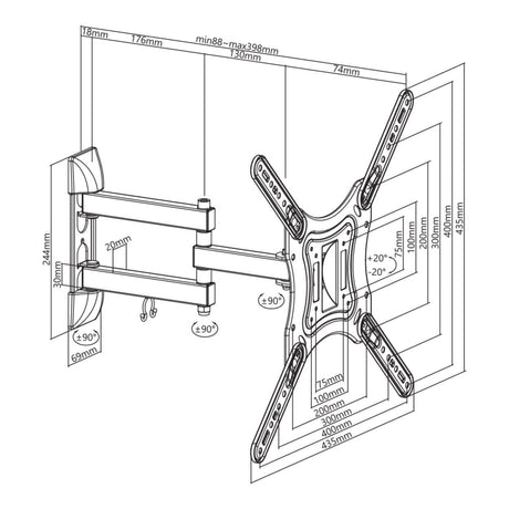 Space TV 23 to 55-inch Full Motion TV Bracket TVARMSWIVEL02