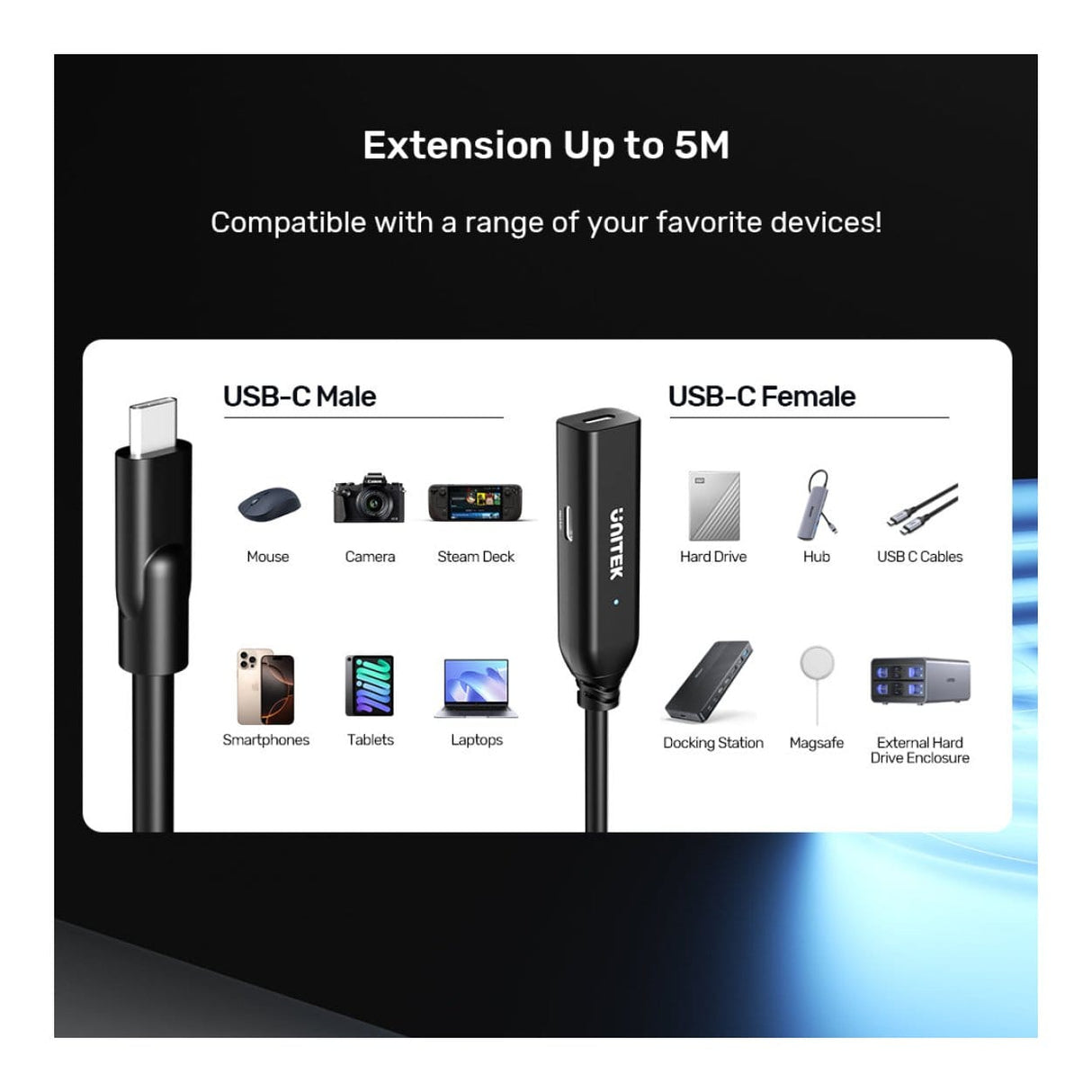 Unitek U1335A 5m 10Gbps USB-C Extension Cable