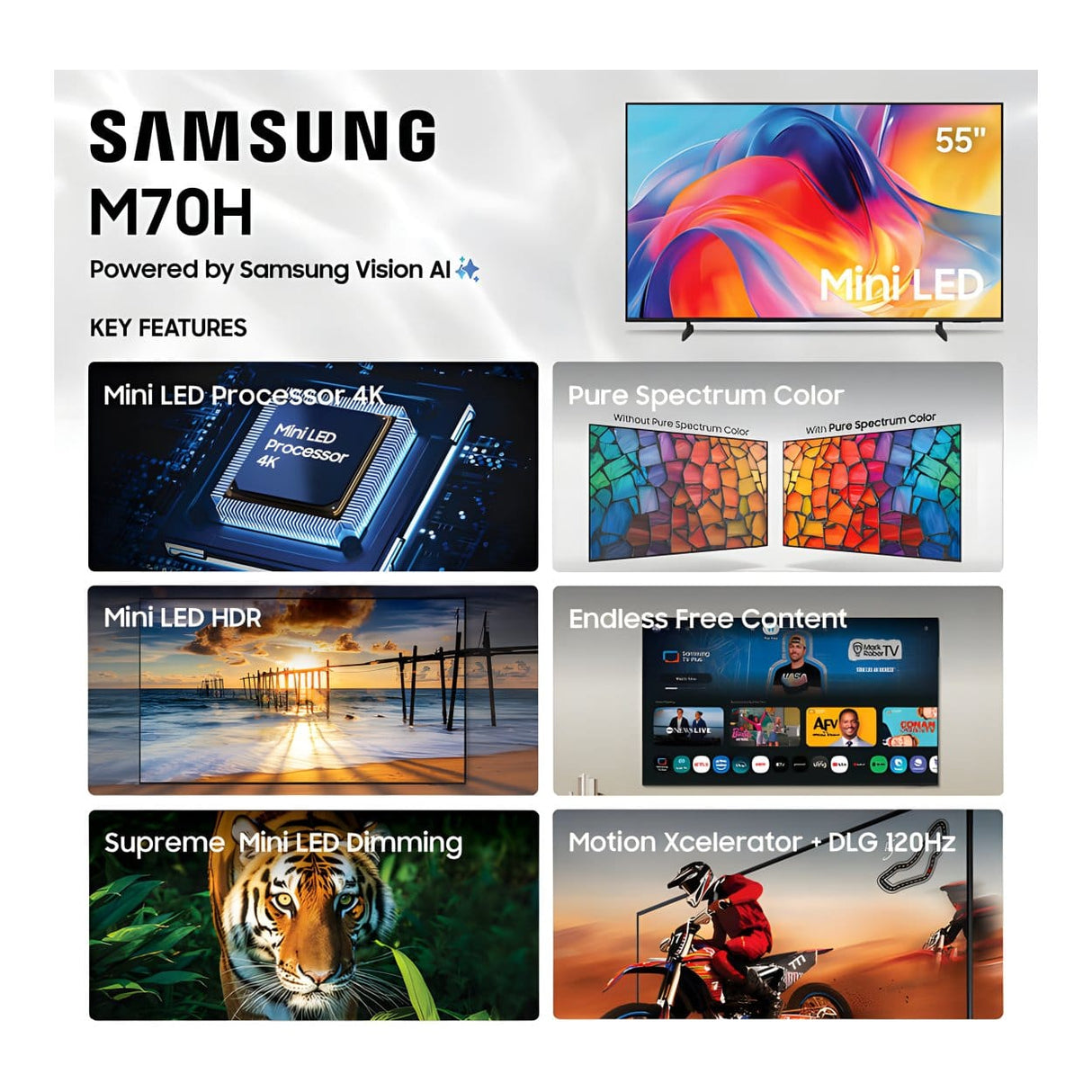 Samsung M70H 55-inch 4K UHD Mini-LED Smart TV UN55M70HAFXZA