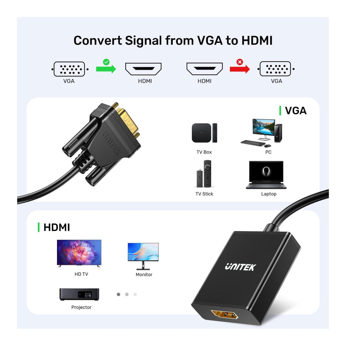Unitek VGA to HDMI Adapter V1112ABK01