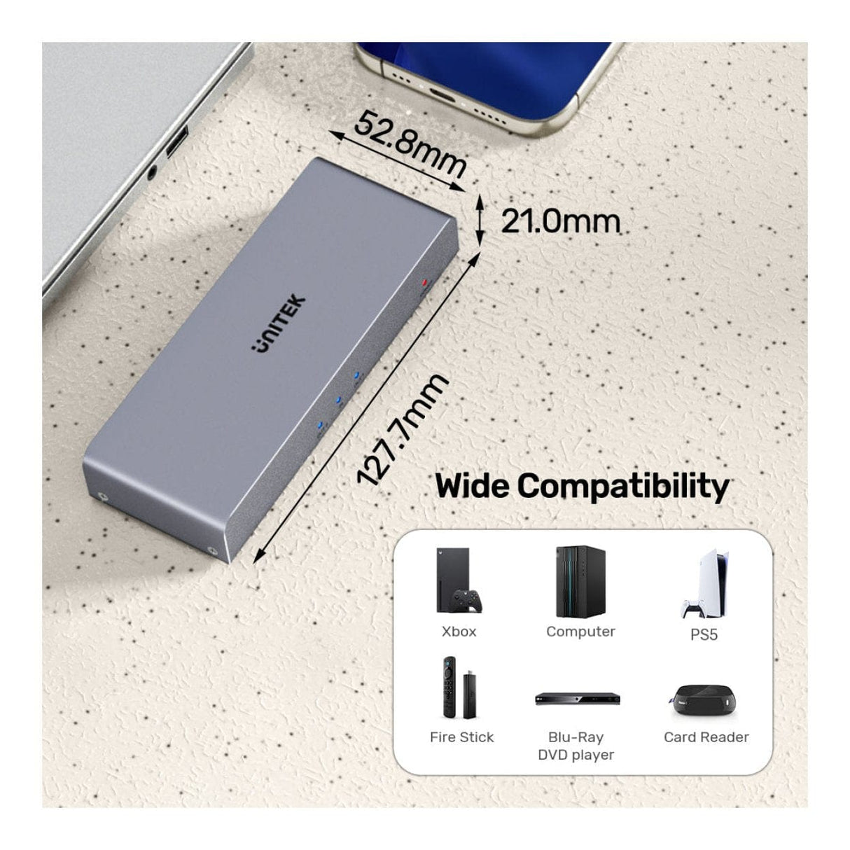 Unitek 3-port 4K HDMI Splitter Grey V1130A01-UK