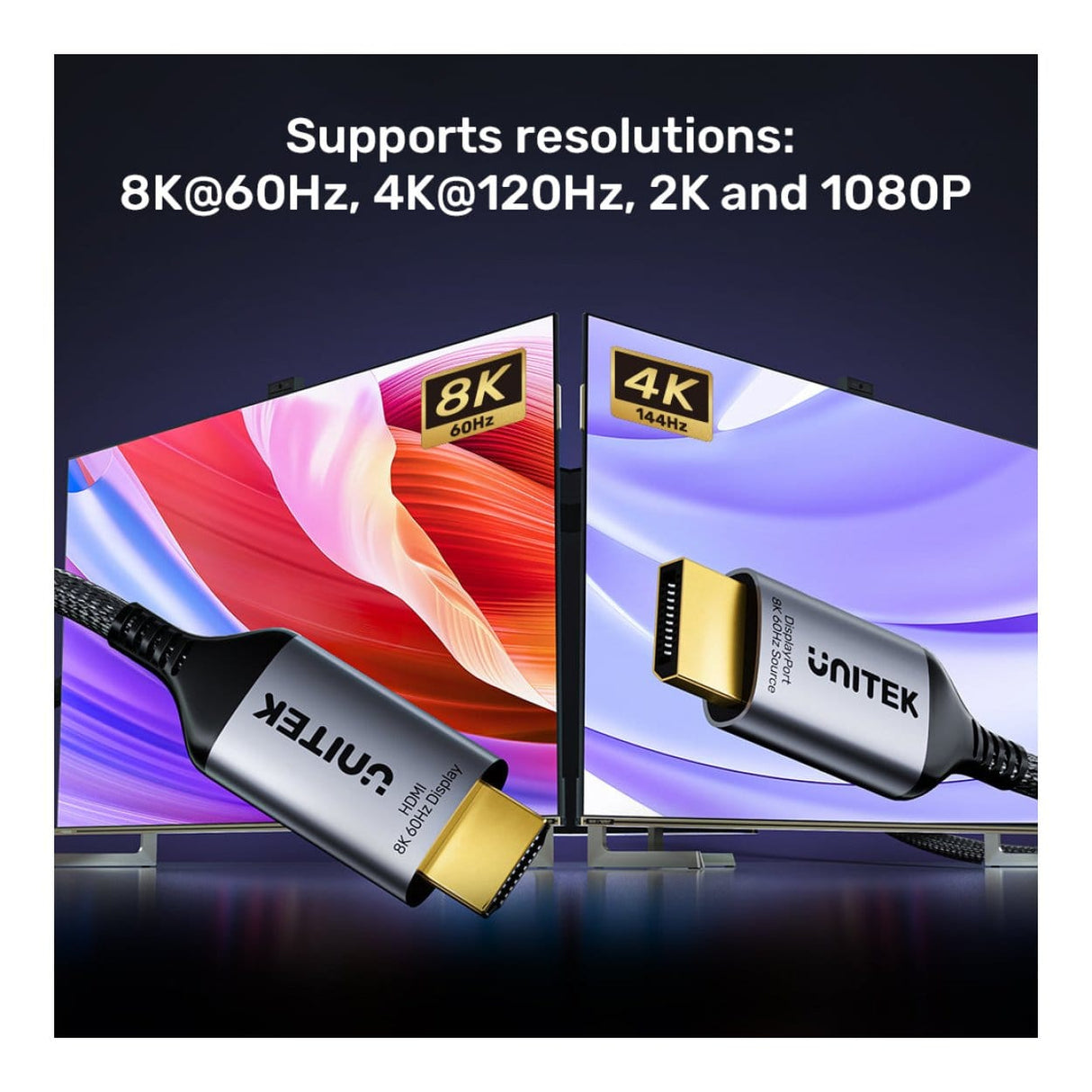 Unitek V1610A01 1.8m 8K DisplayPort 1.4 to HDMI 2.1 Cable