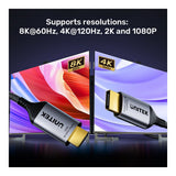 Unitek V1610A01 1.8m 8K DisplayPort 1.4 to HDMI 2.1 Cable