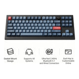 Keychron V3 Max QMK/VIA 80 Wireless Custom Brown Switch Mechanical Keyboard - Carbon Black V3M-D3