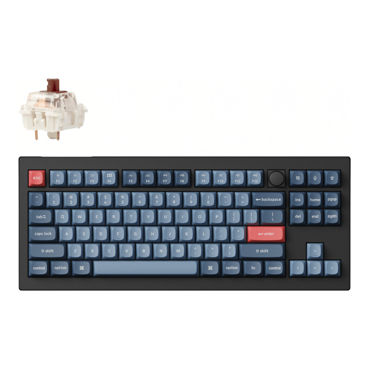 Keychron V3 Max QMK/VIA 80 Wireless Custom Brown Switch Mechanical Keyboard - Carbon Black V3M-D3