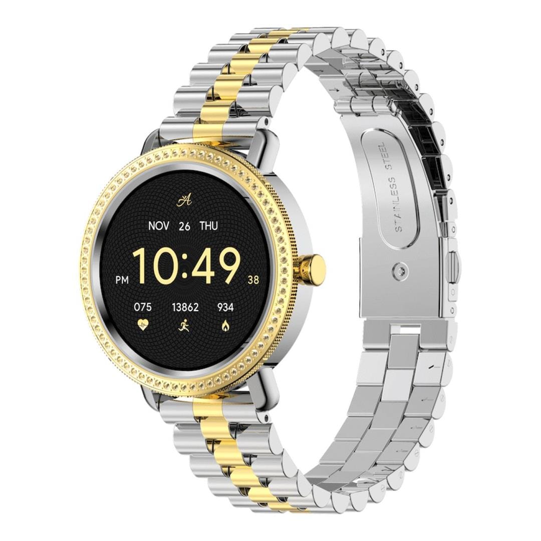 Volkano Ayla Collection Jewelled Smartwatch with Metal Link Strap VAC6-5107-GDSL
