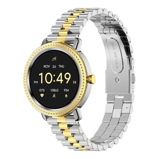Volkano Ayla Collection Jewelled Smartwatch with Metal Link Strap VAC6-5107-GDSL