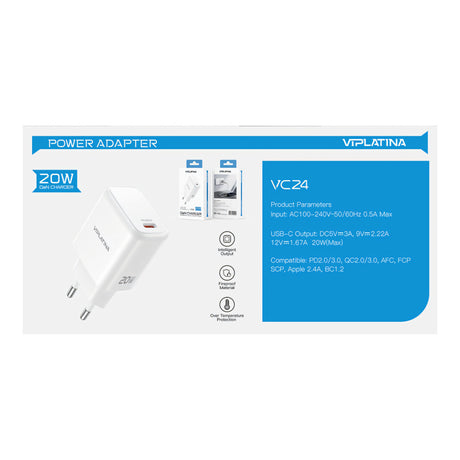 VIPLATINA VC24 20W GaN USB-C Fast Charger