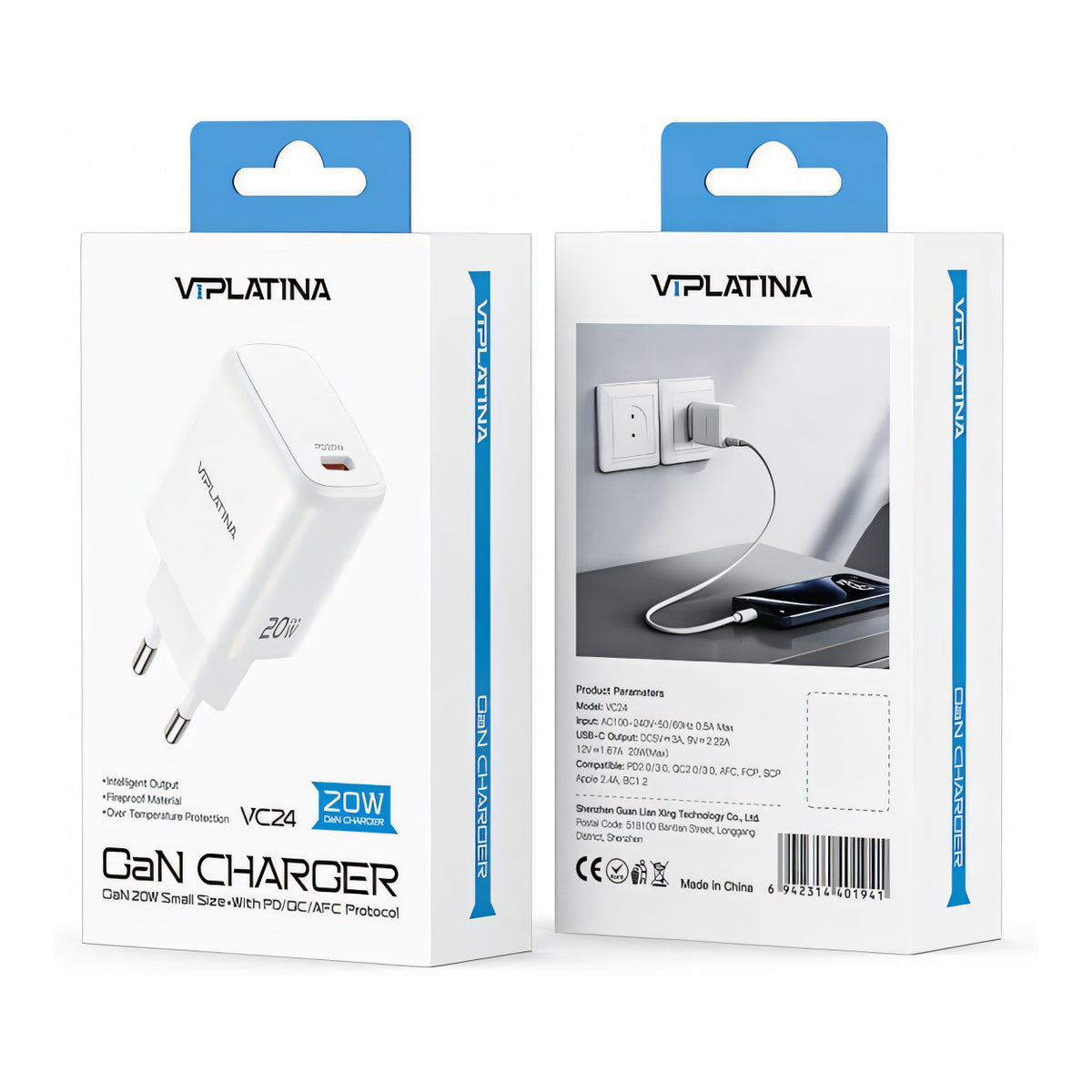 VIPLATINA VC24 20W GaN USB-C Fast Charger