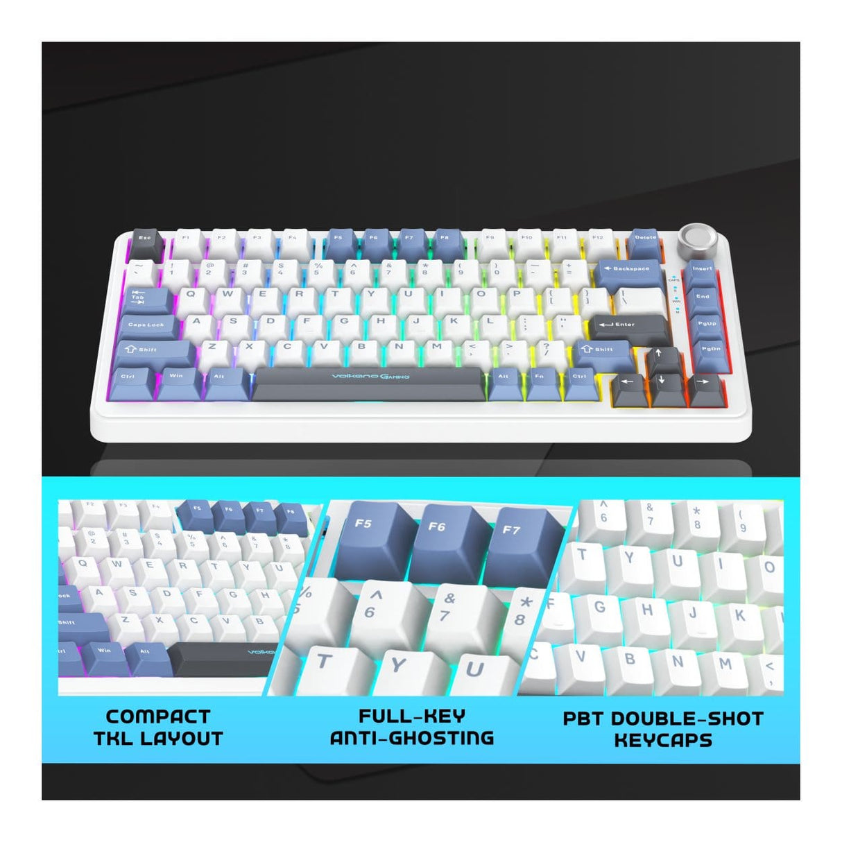 Volkano Phantom X2 TKL Tri-Mode Wireless Gaming Keyboard VG-209-BK