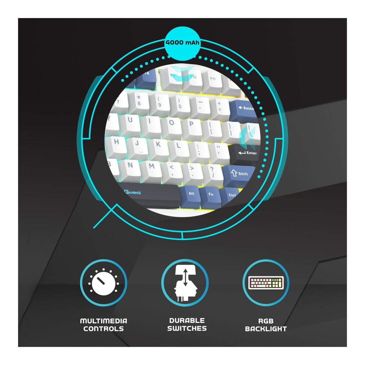 Volkano Phantom X2 TKL Tri-Mode Wireless Gaming Keyboard VG-209-BK