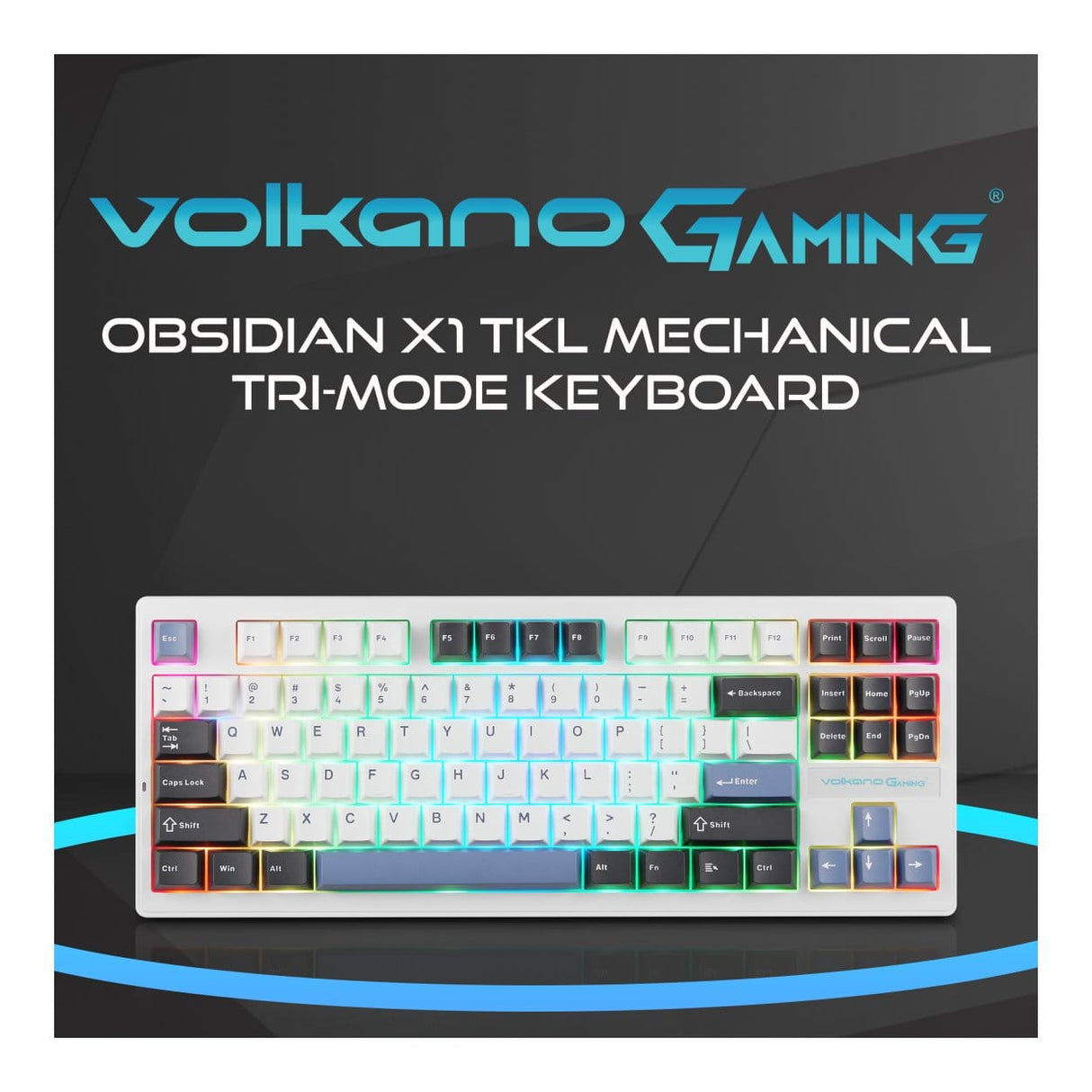 Volkano Obsidian X1 TKL Tri-mode Wireless Gaming Keyboard VG-210-BK