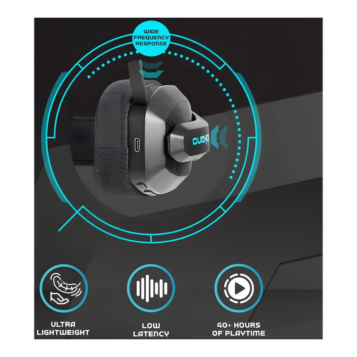 Volkano Eclipse X1 Tri-mode Ultra Lightweight Gaming Headphone - Black VG-244-BK