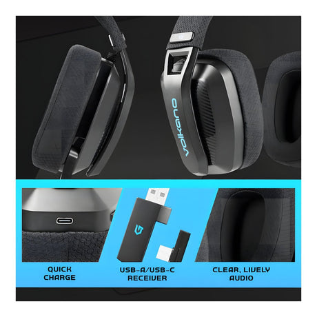 Volkano Eclipse X1 Tri-mode Ultra Lightweight Gaming Headphone - Black VG-244-BK