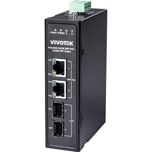 Vivotek AW-IHB-0400 4-Port RJ45/SFP Gigabit PoE+ Unmanaged Industrial Network Switch VIVOTEK AW-IHB-0400