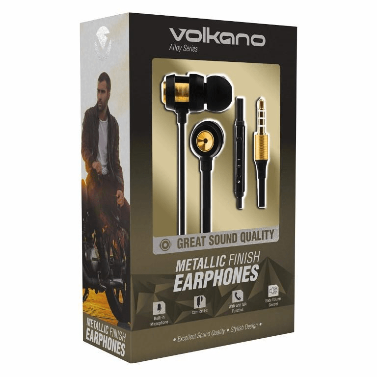 Volkano Alloy Series Metal Earphones Gold VK-1007-GD