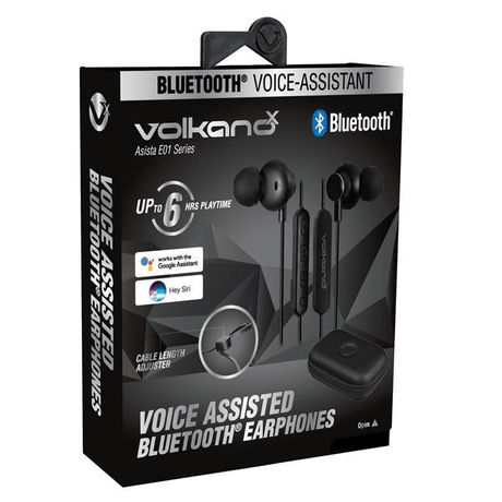 VolkanoX Asista Series E01 Voice-Assistant Bluetooth Earphones Black VK-1103-E01-BK