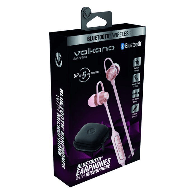 Volkano Rush 2.0 Series Bluetooth Earphones with Mic Pink VK-1106-PK