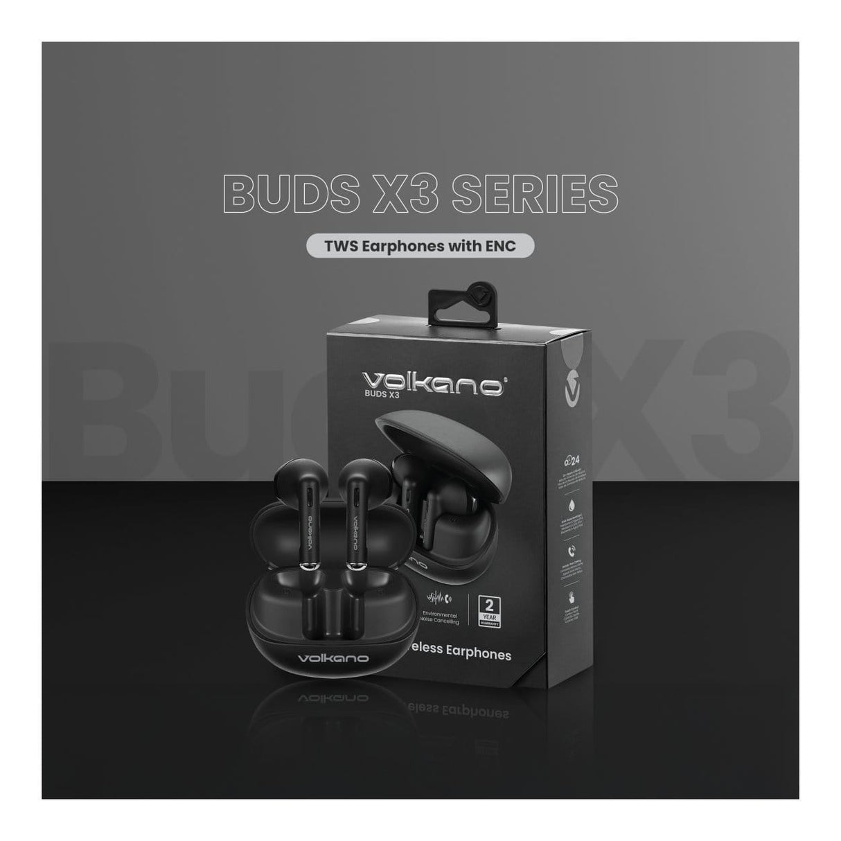 Volkano Buds X3 Wireless Earbuds Black VK-1138-BK