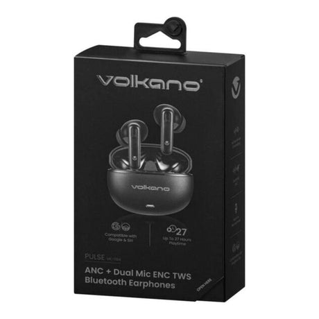 Volkano Pulse Series Wireless Earbuds with Charging Case Black VK-1164-BK