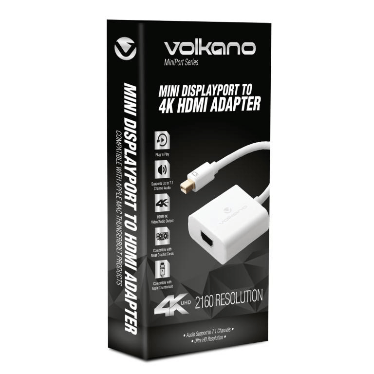 Volkano MiniPort Series Mini DisplayPort to 4K HDMI Converter White VK-20048-WT