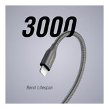 Volkano Iron Series Type-A to MFI Lightning Metallic Spring Cable 1.8m - Gun Metal VK-20094-GM-6