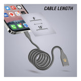 Volkano Iron Series Type-A to MFI Lightning Metallic Spring Cable 1.8m - Gun Metal VK-20094-GM-6