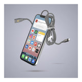 Volkano Iron Series Type-A to MFI Lightning Metallic Spring Cable 1.8m - Gun Metal VK-20094-GM-6