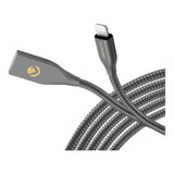 Volkano Iron Series Type-A to MFI Lightning Metallic Spring Cable 1.8m - Gun Metal VK-20094-GM-6