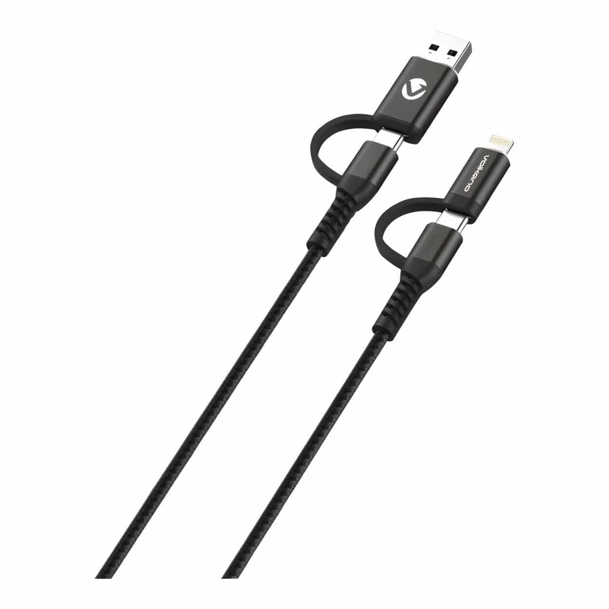 Volkano 1.8m Weave Series 4-in-1 Charge and Data cable VK-20171-BK