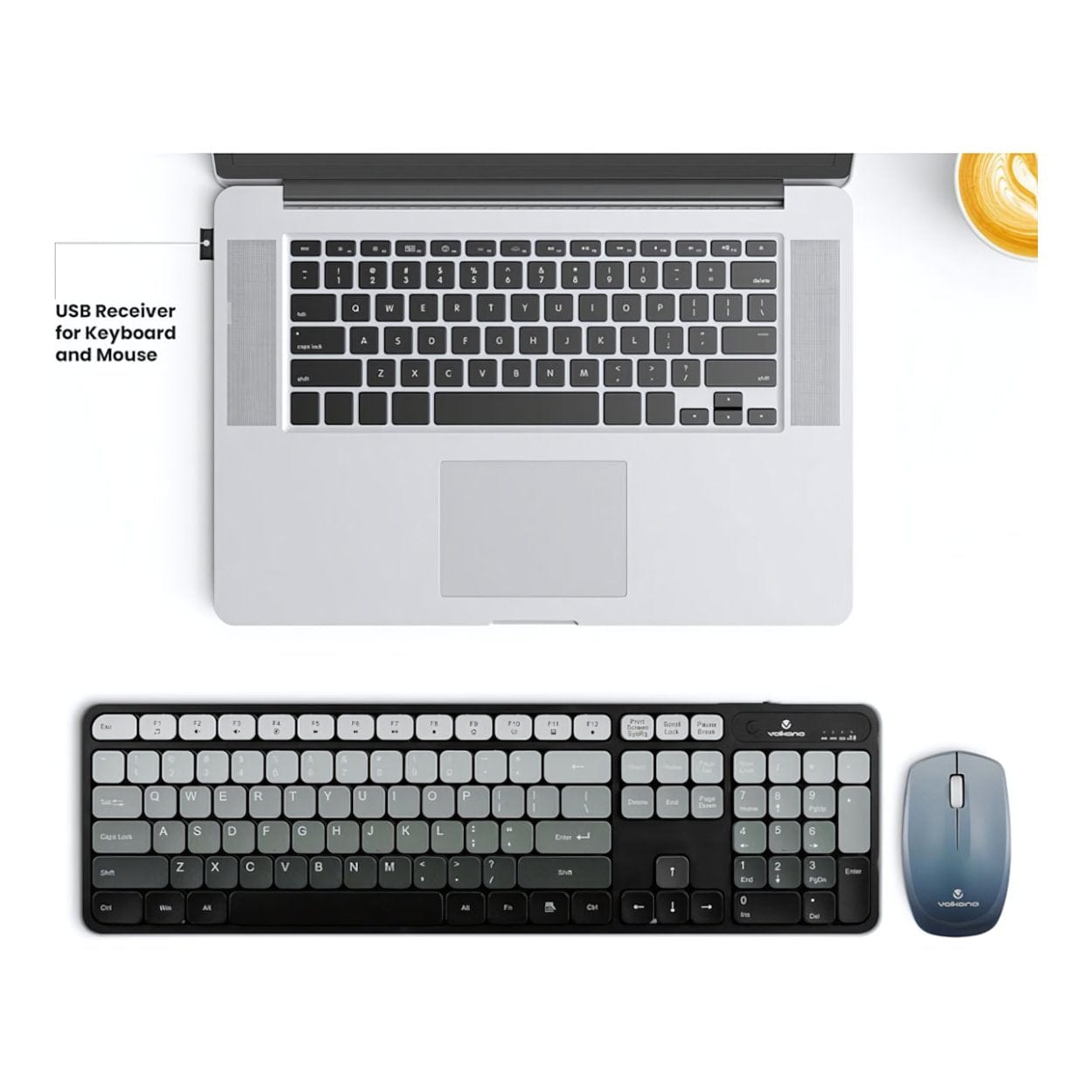 Volkano Prism Series Wireless Keyboard and Mouse Combo - Grey VK