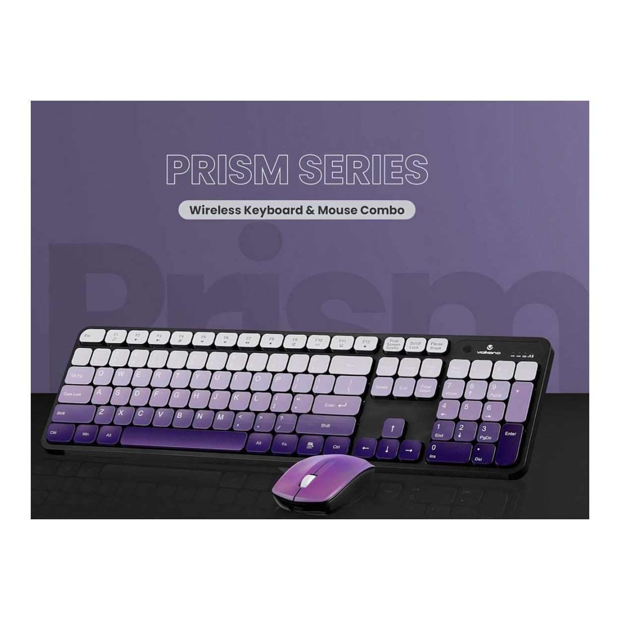 Volkano Prism Series Wireless Keyboard and Mouse Combo - Purple VK