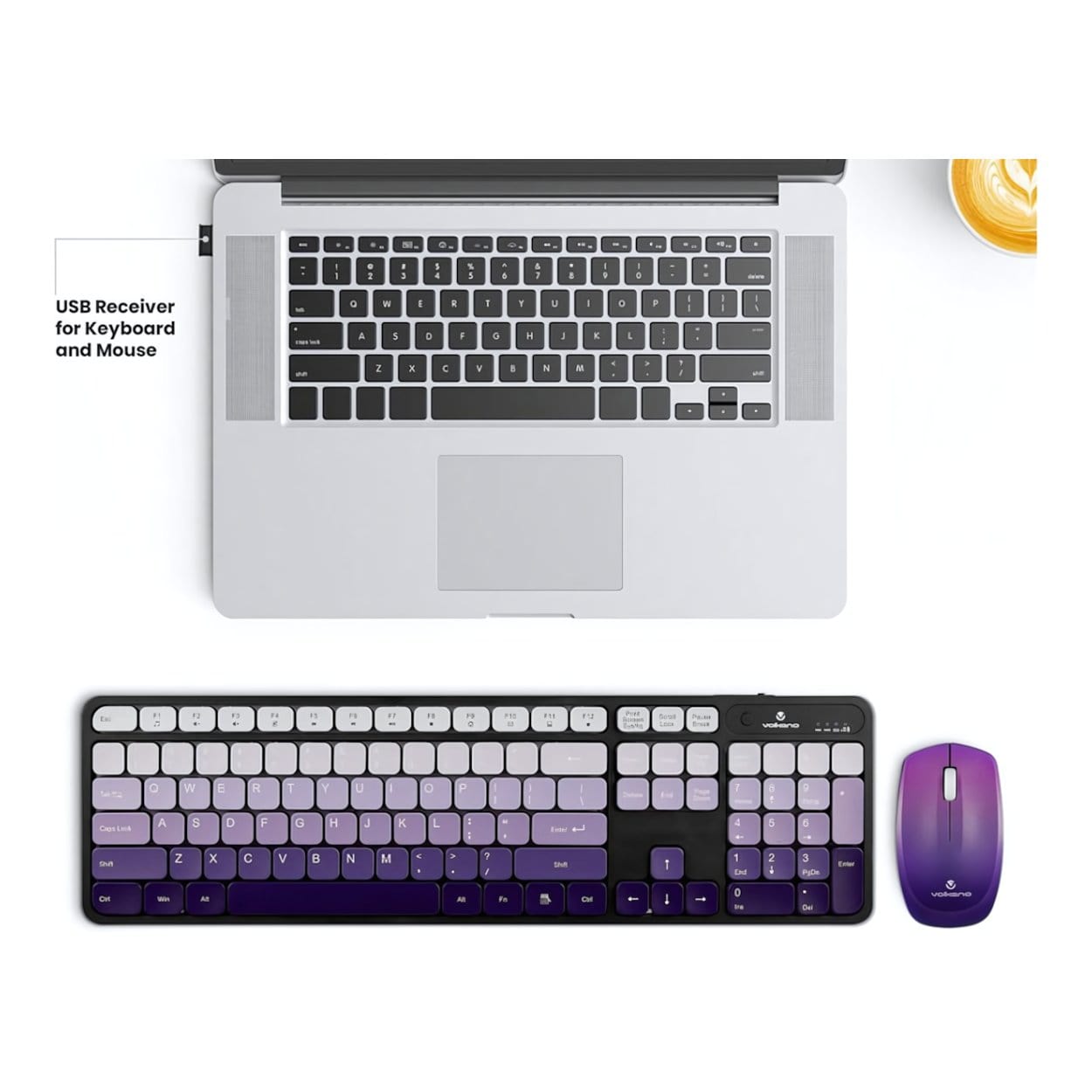 Volkano Prism Series Wireless Keyboard and Mouse Combo - Purple VK