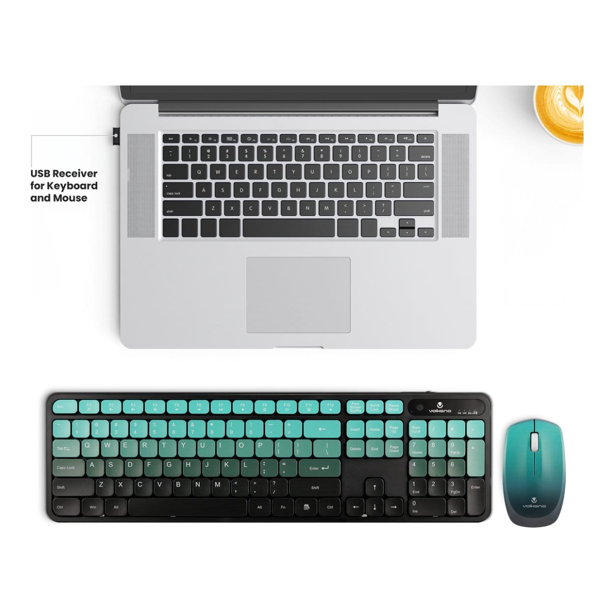 Volkano Prism Series Bluetooth Wireless Keyboard and Mouse Teal VK