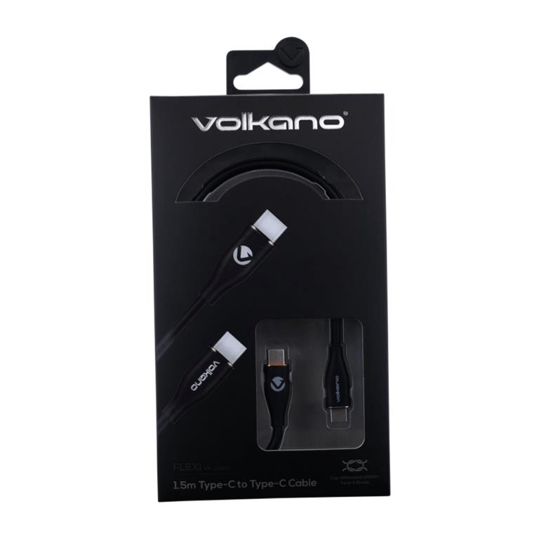 Volkano Flexi Series Type-C Male to Male 60W Cable 1.5m Black VK-20265-BK