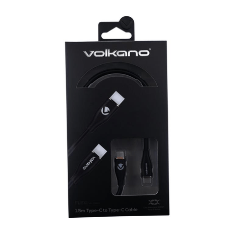 Volkano Flexi Series Type-C Male to Male 60W Cable 1.5m Black VK-20265-BK